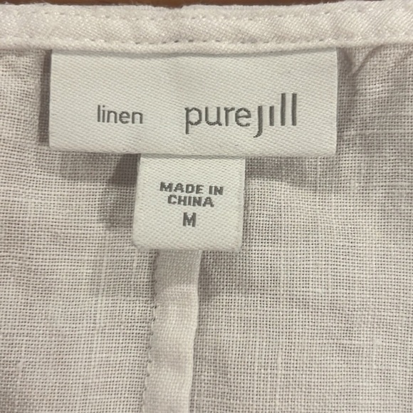 J.Jill love linen short sleeve white with blue block top size Medium - Picture 6 of 8